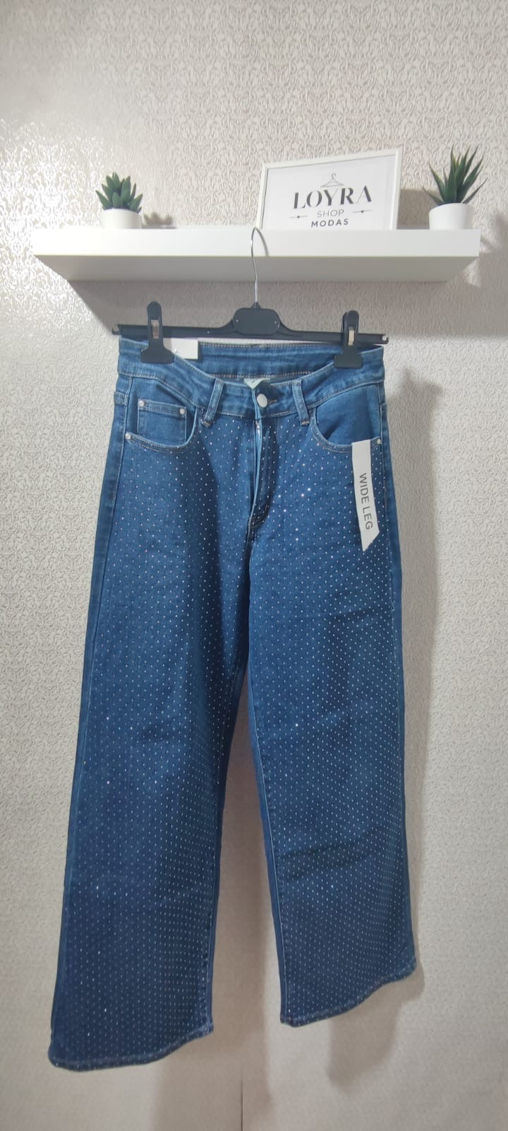 Jean Wide Leg con Brillos