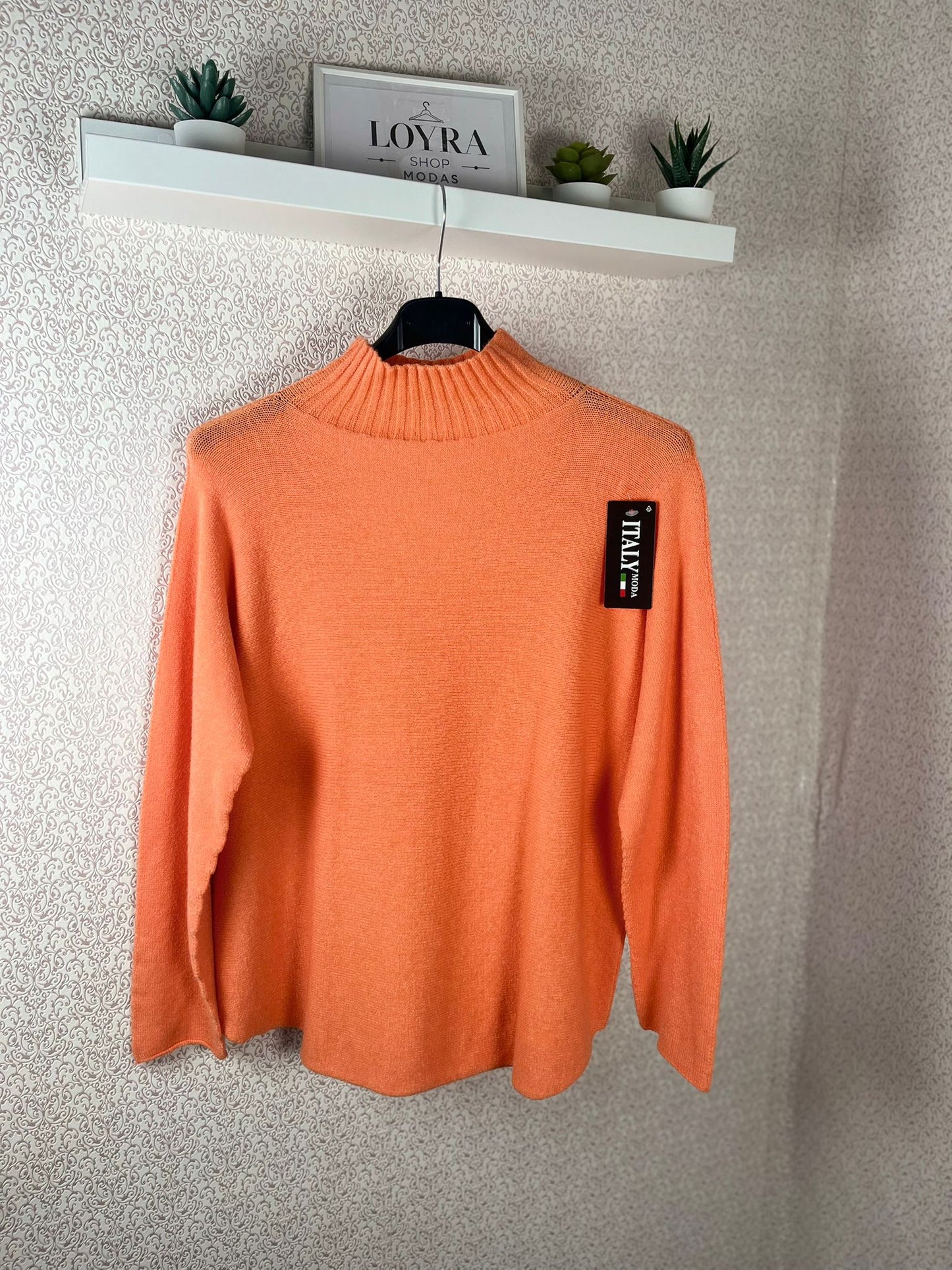 Jersey de Cuello Alto con Textura Calada - Punto Premium Suave