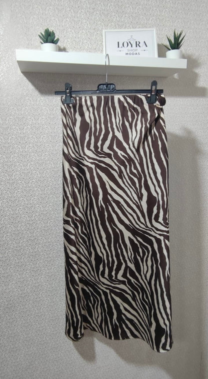 Falda midi con estampado animal print