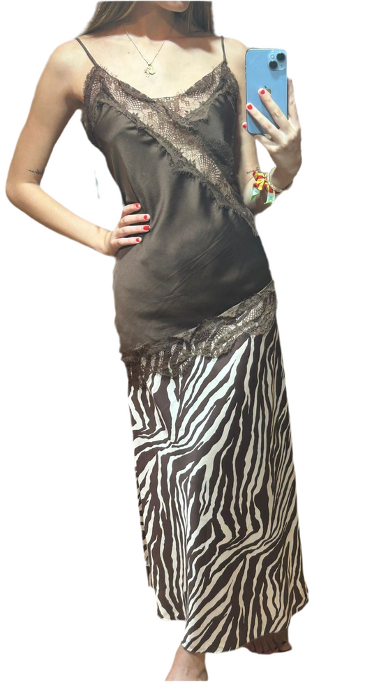 Falda midi con estampado animal print