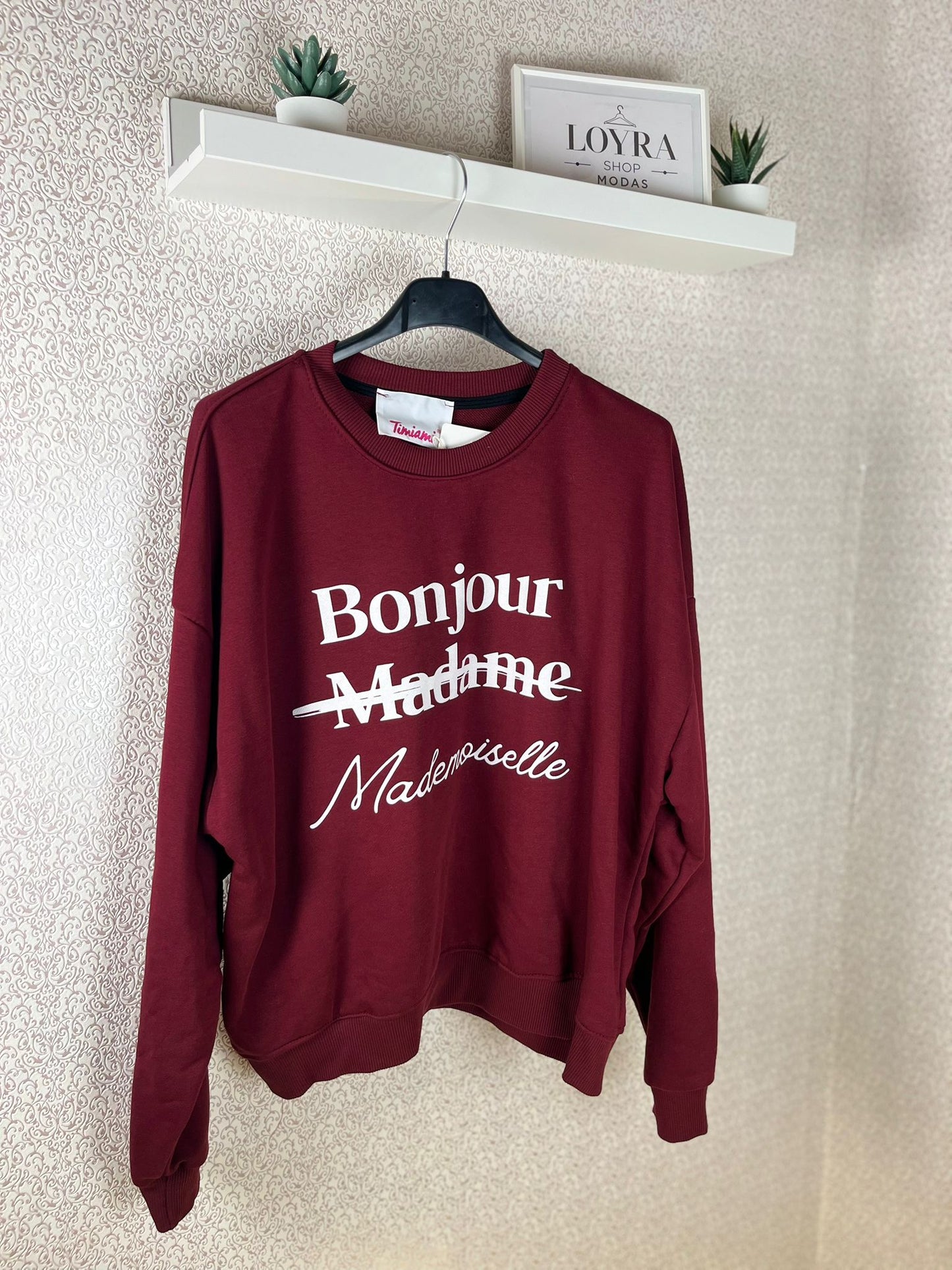 Sudadera Bonjour Mademoiselle - Burdeos