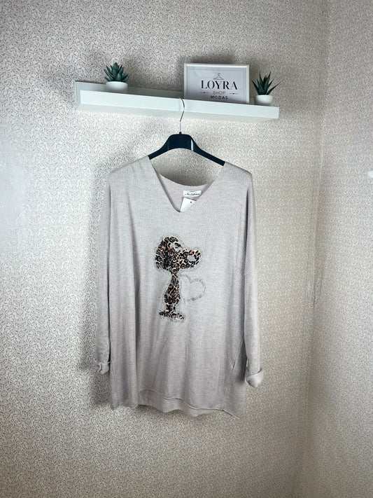 Abrigo gris con estampado animal print 🐾