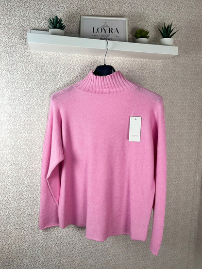 Jersey de Cuello Alto con Textura Calada - Punto Premium Suave