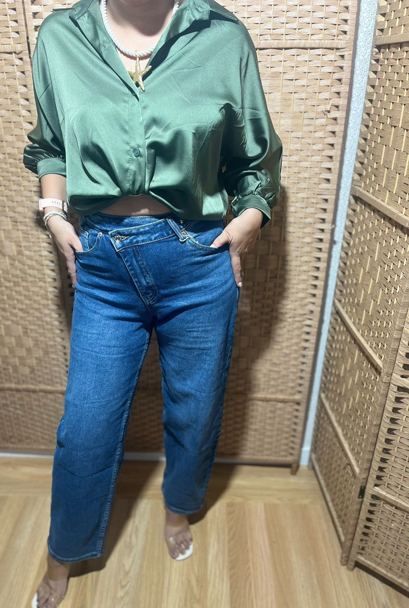 Jean Balloon Fit Cruzado